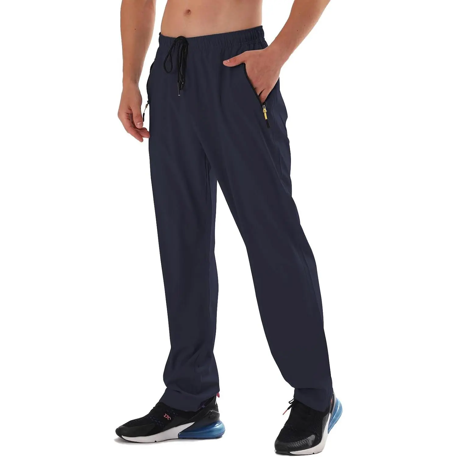 Men's Elastic Waist Hiking Pants Water Resistant Quick-Dry Lightweight Outdoor Sweatpants with Zipper PocketsGift.