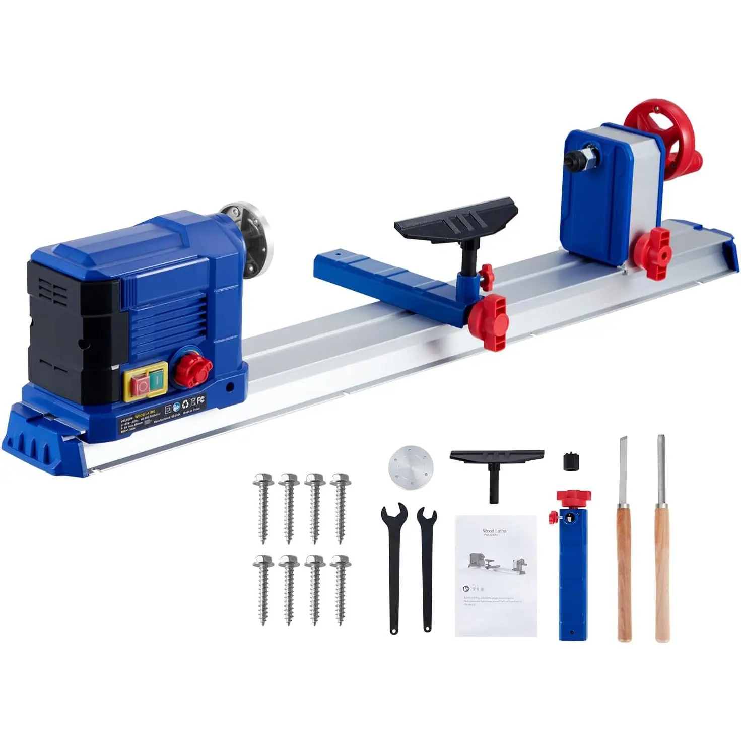 Gaomon Wood Lathe, 10" x 24" Benchtop Wood Lathe Machine 0.8 HP 600W Infinitely Variable Speed 800-3000 RPM, Wood Turning Lathe Machine with Wrench & 2 Chisels for Woodworking, Woodturning