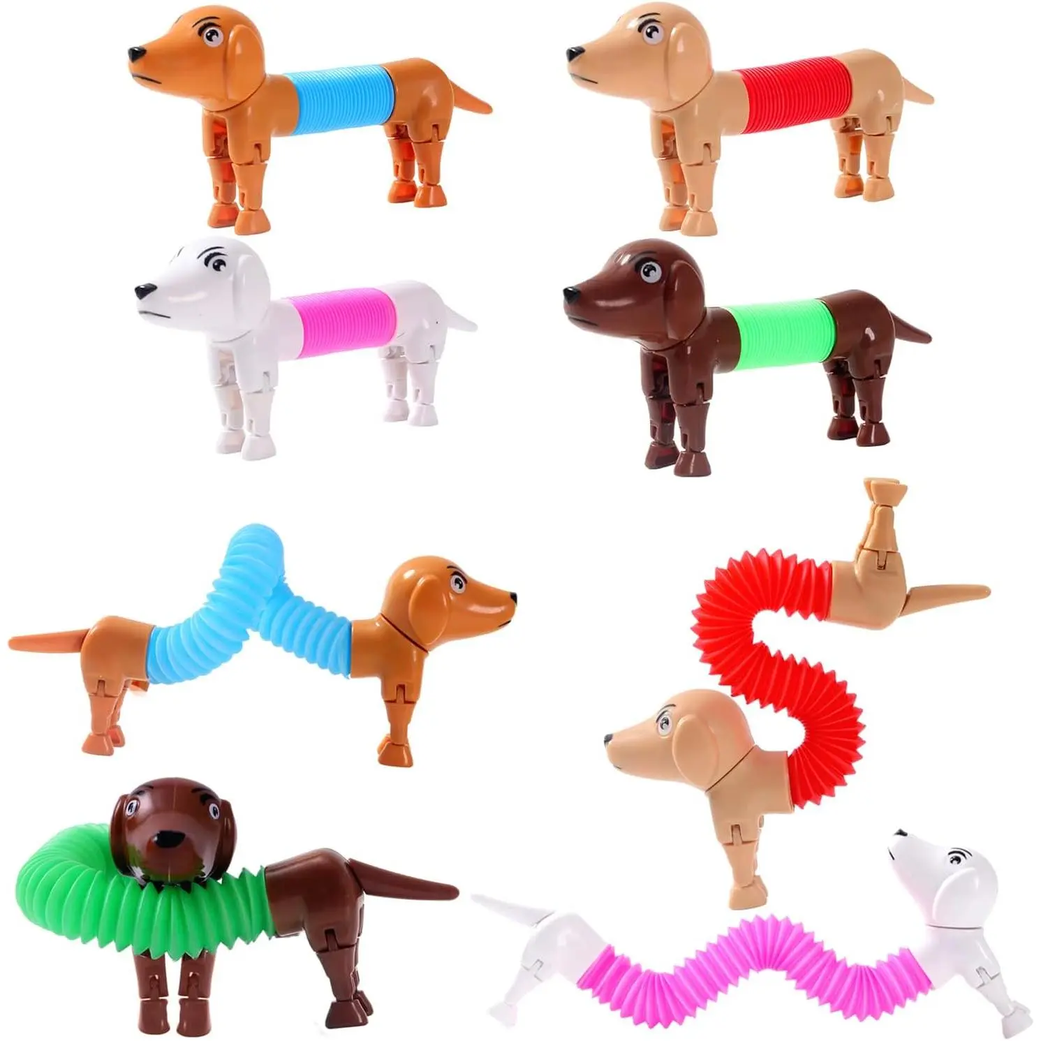 Dog pop Tubes fidgets, Sensory Toys for Kids with Autism,Fidget Toys for Toddlers,Toddler Fidget Toys, prizes for Kids Classroom（4 Pack Dog）fidget toys