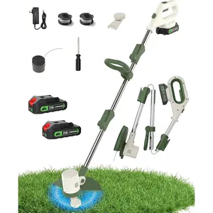 Cordless String Trimmer  , 21V 2-in-1 Weed Wacker and Edger with 8"  Width, 2 x 2.0Ah  and Charger Included, Electric Lawn Tool Grass