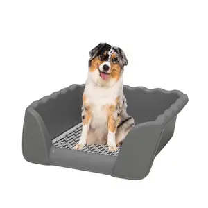Dog toilet with high fences to prevent urine splashing, extra-large dog urinal, defecation toilet with grid to induce toilet use