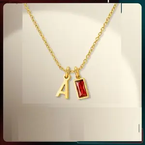 [2026 New Arrival] CRVOTE Initial Birthstone Necklaces for Women, 18K Gold Plated Name Necklaces for Women A-Z Letter Dainty Pendant for Mom Daughter Teens Women's Jewelry