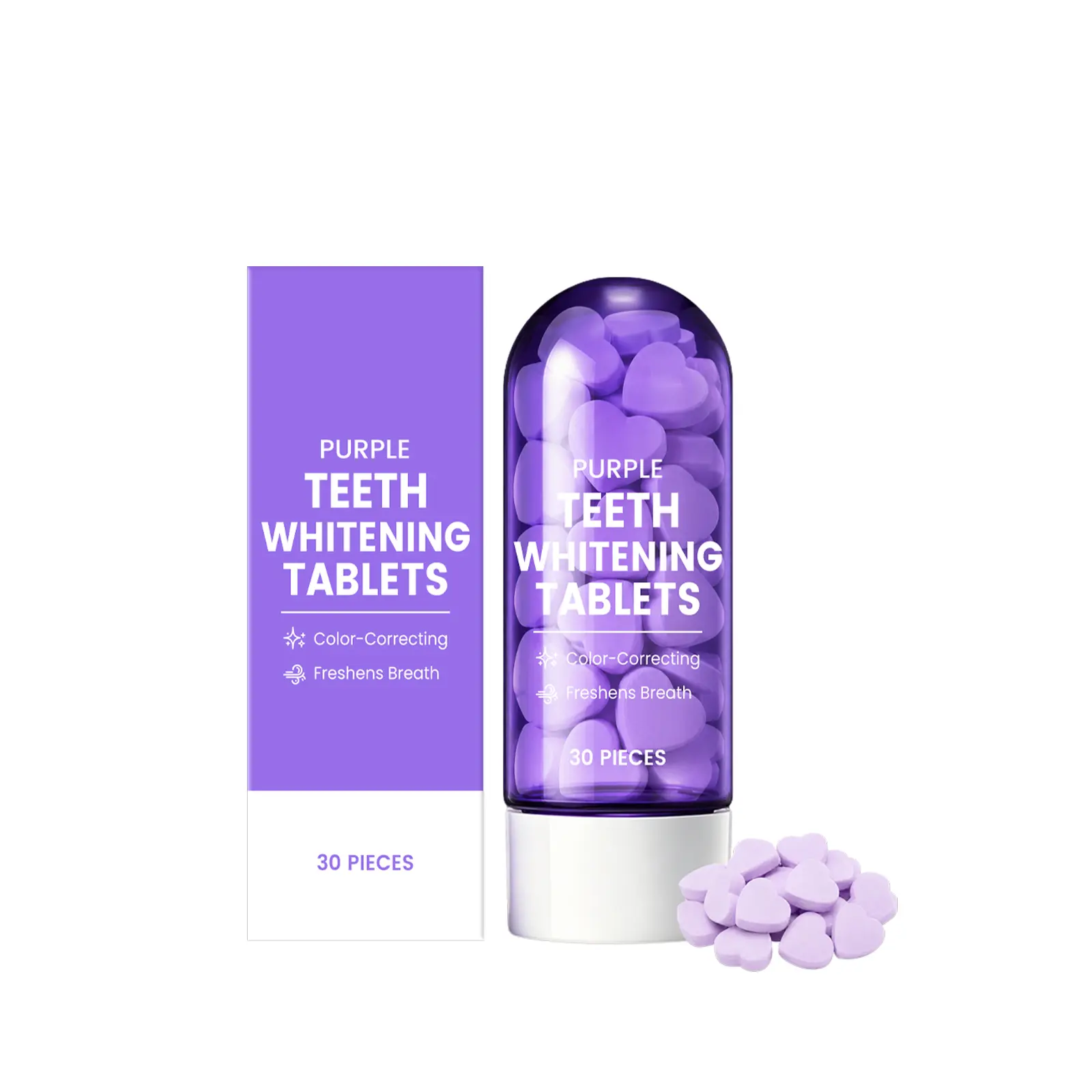 AMZ Purple Toothpaste Tablets - Gentle In Cleaning, Effectively Removing Stains On Tooth Surfaces, Leaving Teeth Shiny And Fresh. Portable Solid Tooth Cleaning Tablets.
