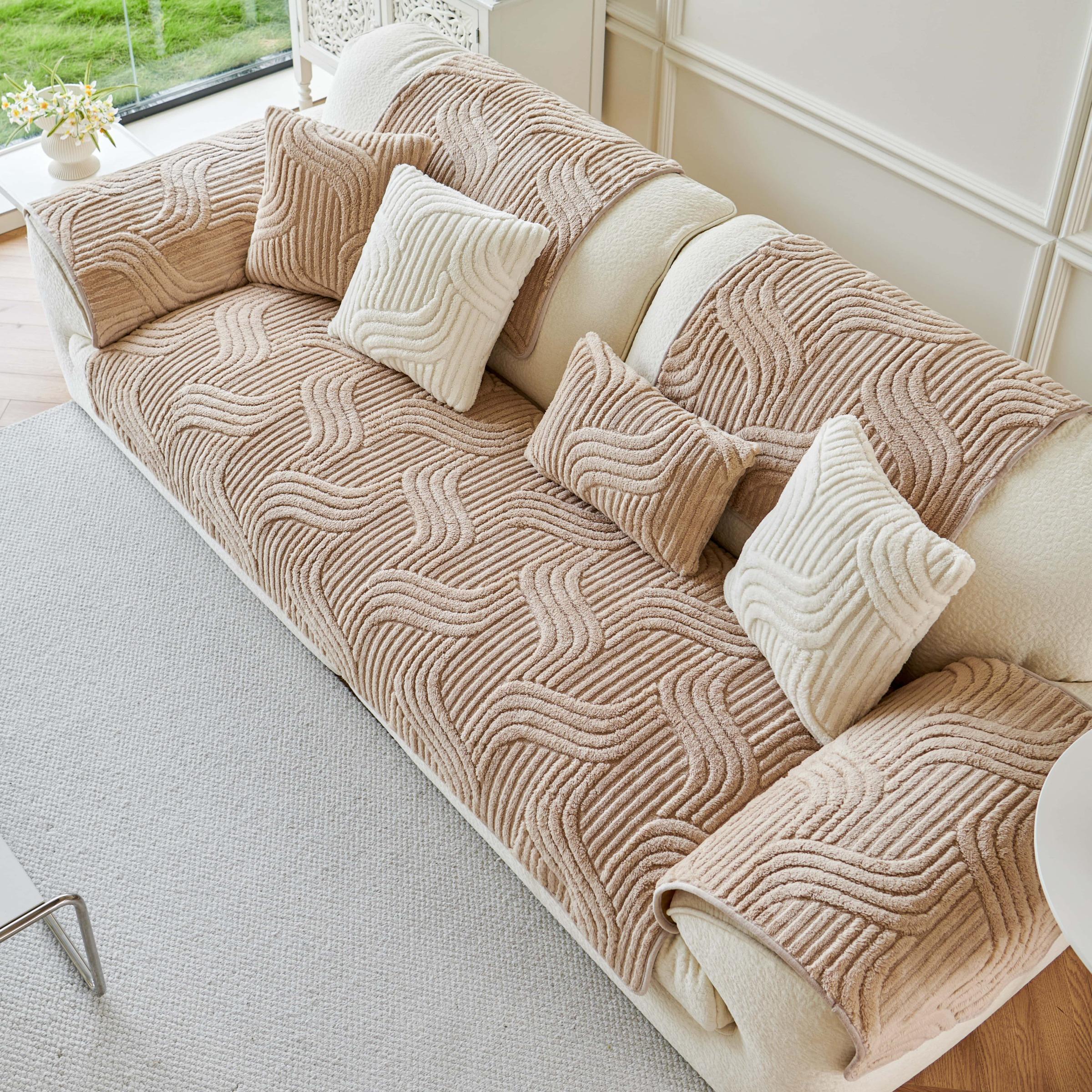 Solid Color Quilted Sofa Cover, Washable Couch Covers, Washable Sofa Slipcover, 1 Count Thickened Non-Slip Sofa Cushion Cover, Soft Dustproof Sofa Protector for Living Room or Office#GLOBAL PICKS