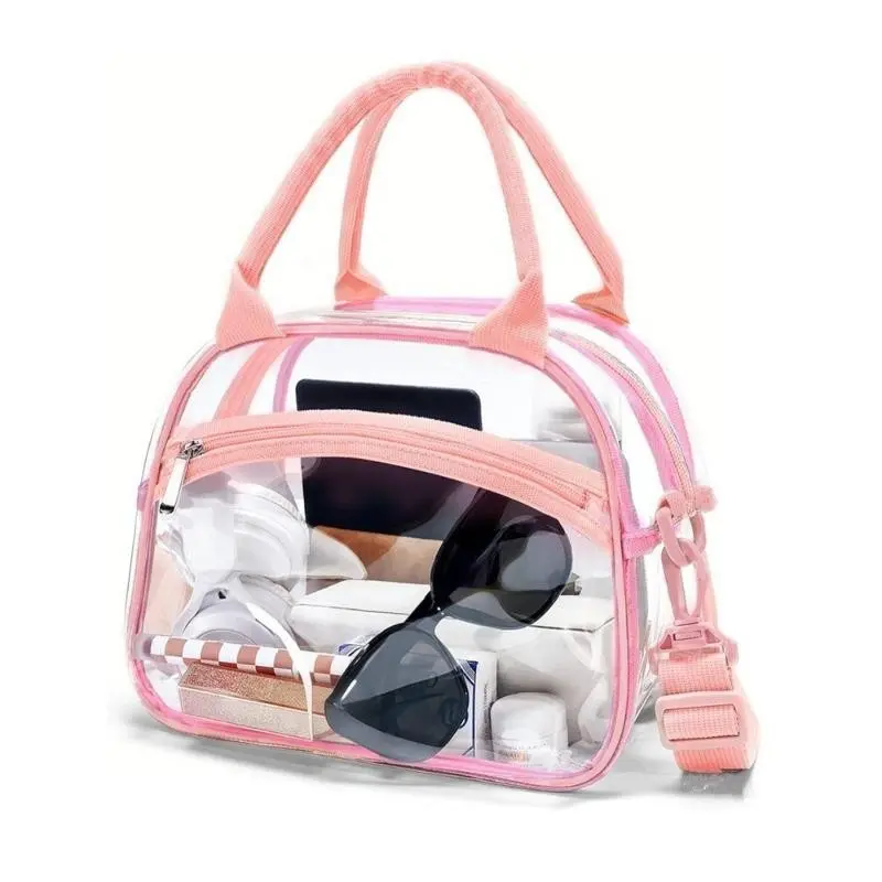Transparent Waterproof Travel Makeup Bag, Large Capacity Cosmetic Organizer, Portable Crossbody Beauty Case, Bathroom Essentials Storage