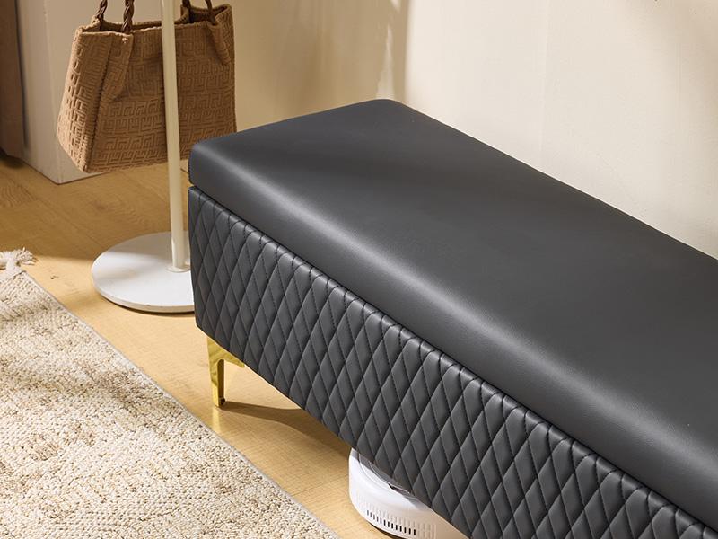 OmySalon Waiting Room Bench with Storage, Faux Leather Office Guest Chair Lobby Seating, Reception Furniture for Small Salon Barbershop Conference Business