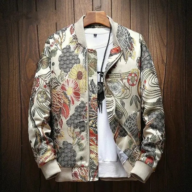 JapaneseEmbroideredJacketMen2025SpingNewHipHopStreetwearBomberJacketMen'sClothesVesteHomme