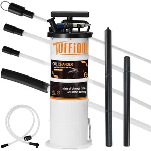 TUFFIOM 6.5L Oil Extractor Pump, Pneumatic/Manual Vacumm Fluid Extractor for Automotive Oil Change, Truck, Mower, Effortless 4-Step Use with Dipstick & Transfer Hose