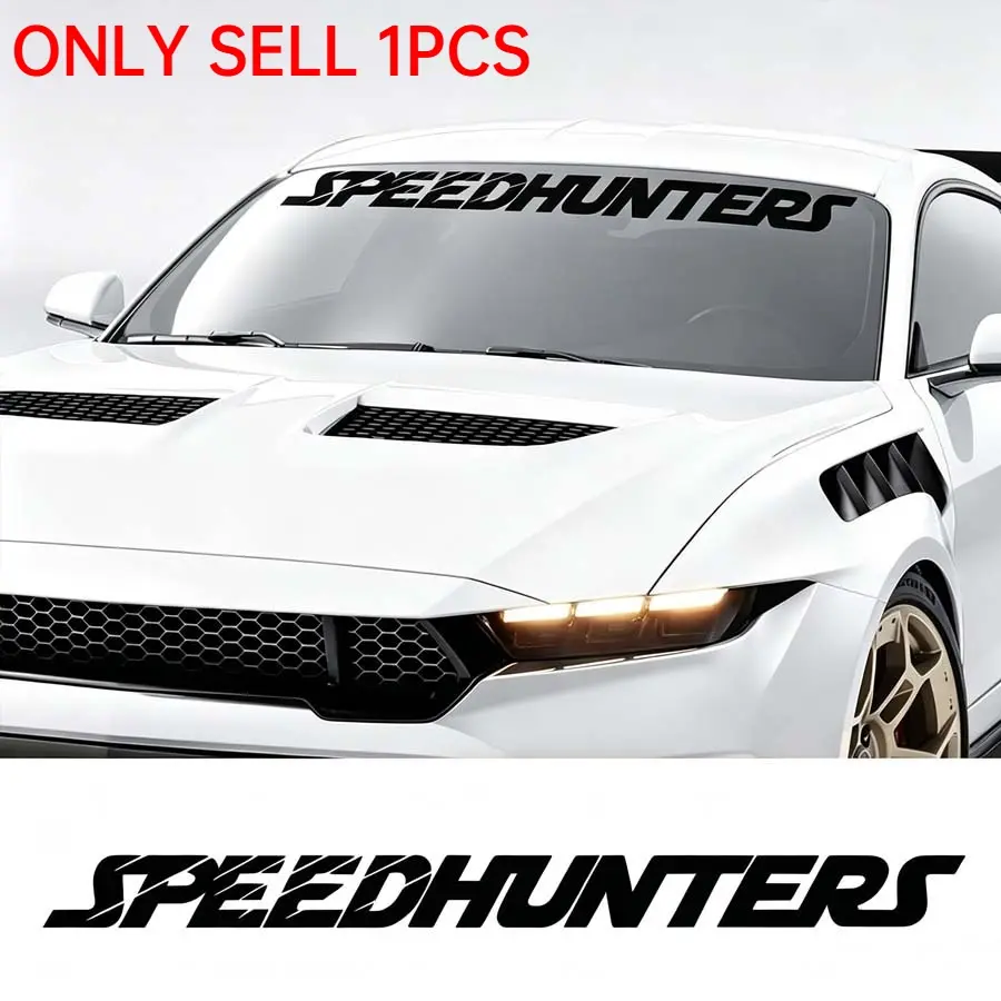 1-piece 100x8cm SPEEDHUNTERS sports-style car sticker, waterproof and sunproof, self-adhesive. Suitable for car windshield, trunk, and side body decoration. Full car decal for scratch coverage. Car Window Sticker