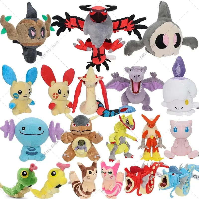 27 Styles Pokemon Plush fit Series Yveltal Lucario Aerodactyl Milotic Bidoof Dialga Garchomp Kangaskhan Stuffed Toys Christmas