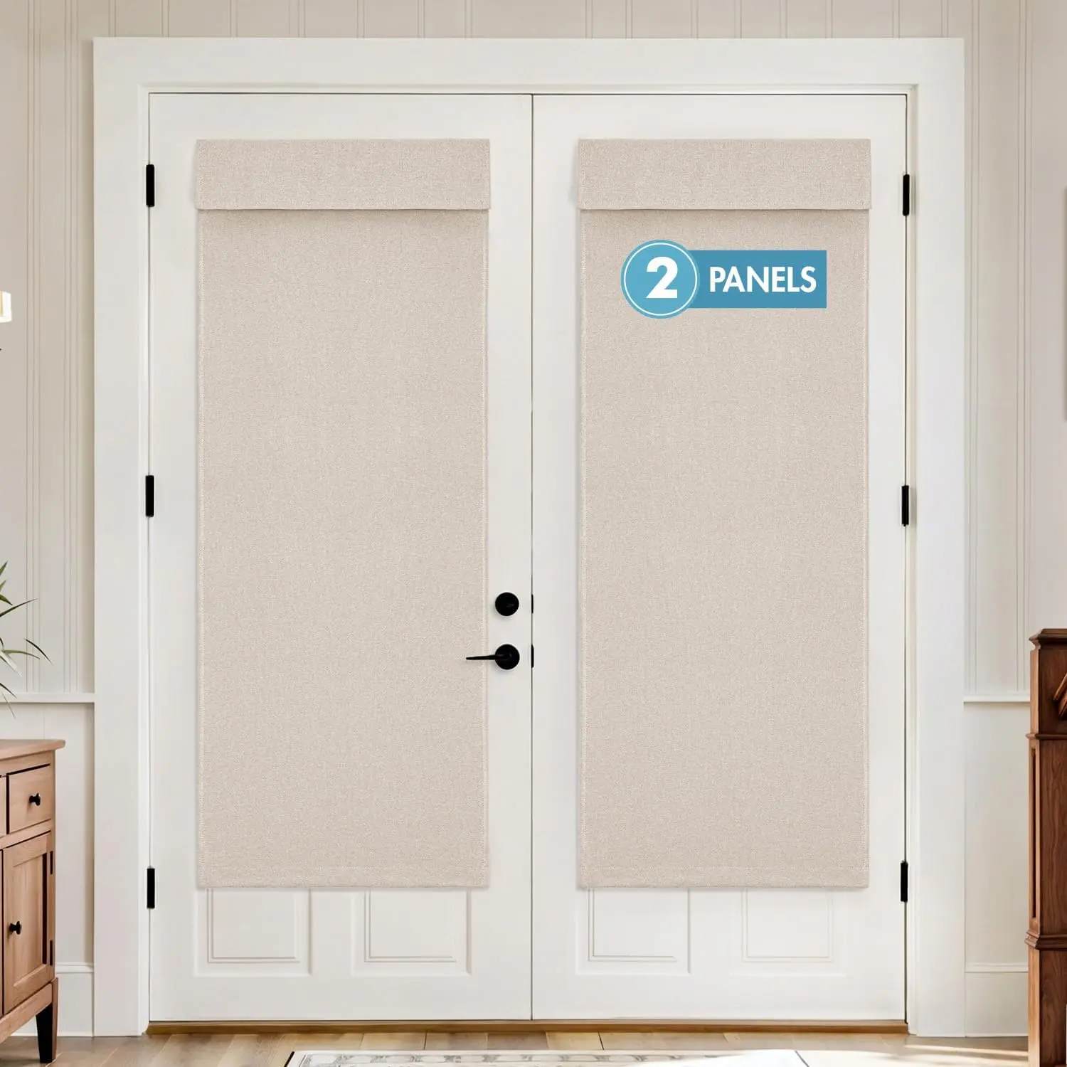 2 Panels  Blackout Linen  Door Curtains Set of 2,  No Drill Thermal Insulated Room Darkening Blinds,Window Shades for Patio Front Entry  Door Glass,W26 x L68 Inch,
