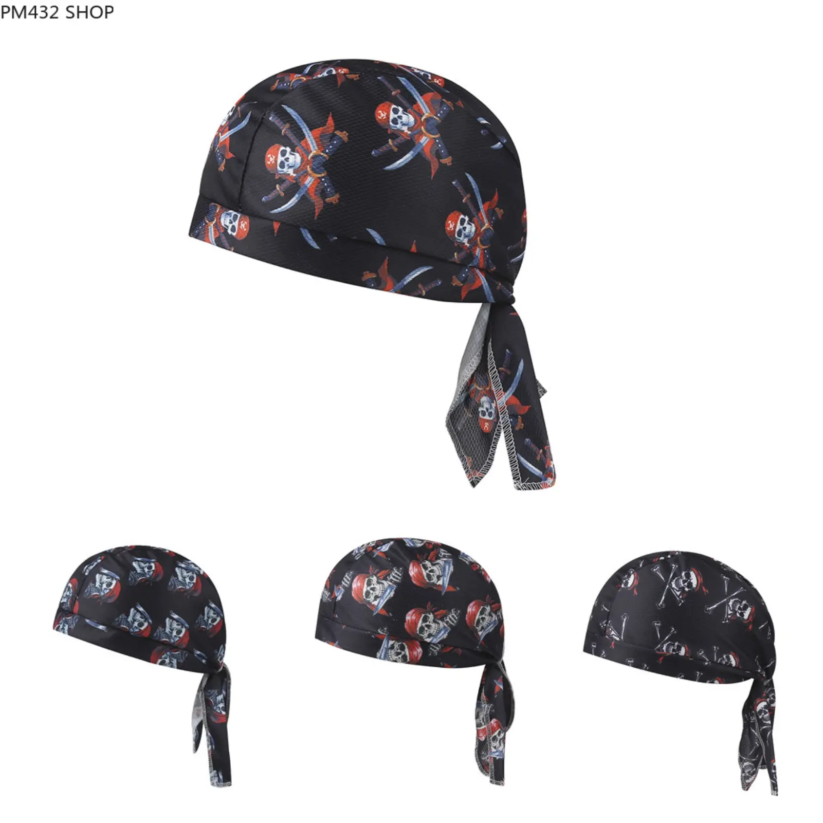 Pirate Style Skull Bandana Headscarf for Men, Motorcycle Riding Head Wrap, Streetwear Durag