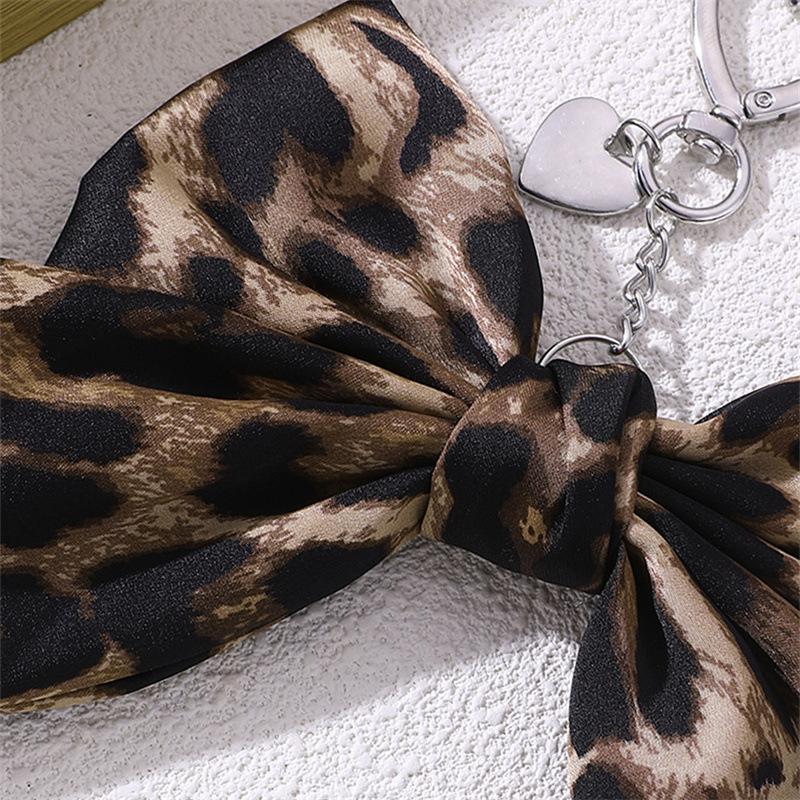 Dark Tone Leopard Bow Heart Set |   Keychain Bag Clip & Hair Accessories
