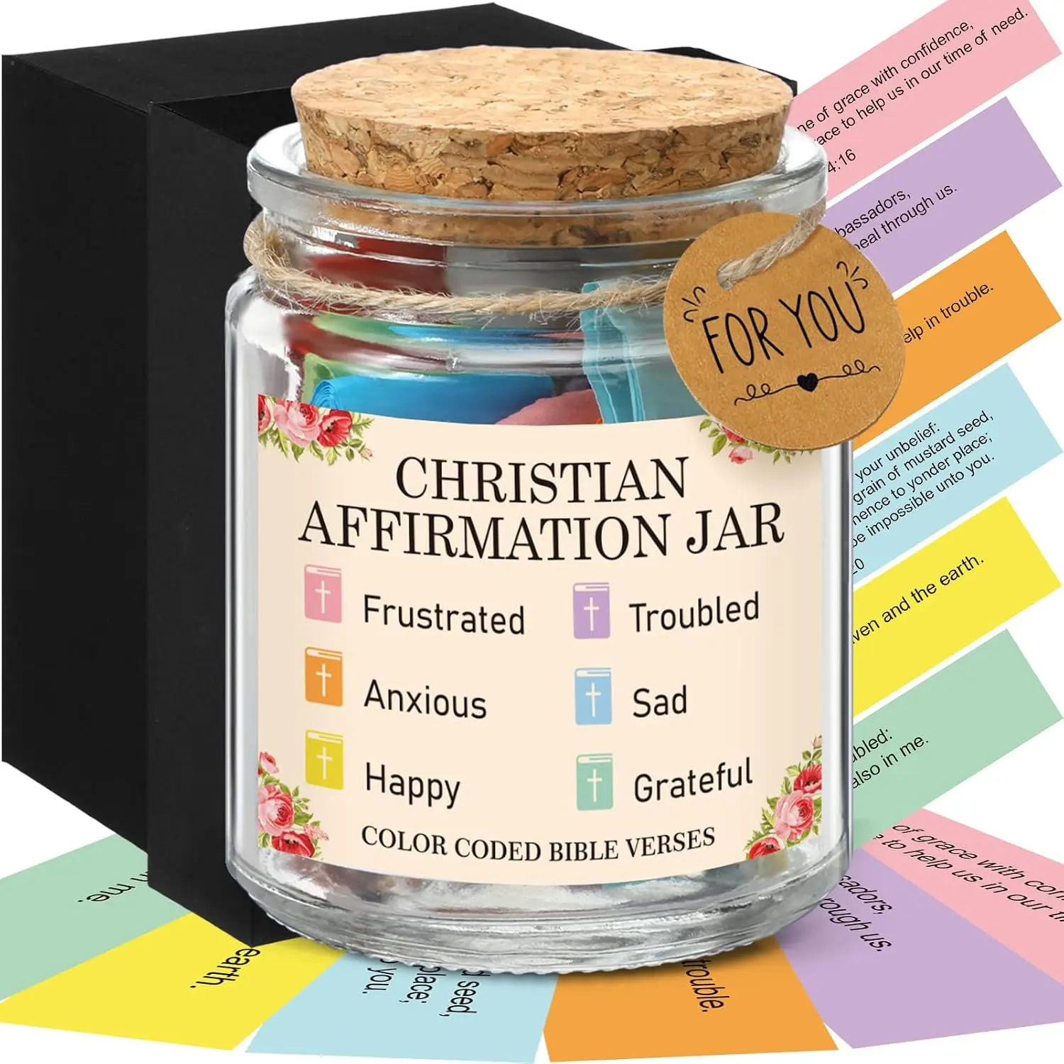 Christian Affirmation Jar Positive Affirmations Jar Color-coded  Verse Daily Uplifting Prayer Hope Scripture for Self Care Easter Christian Gifts for  Coworker Women