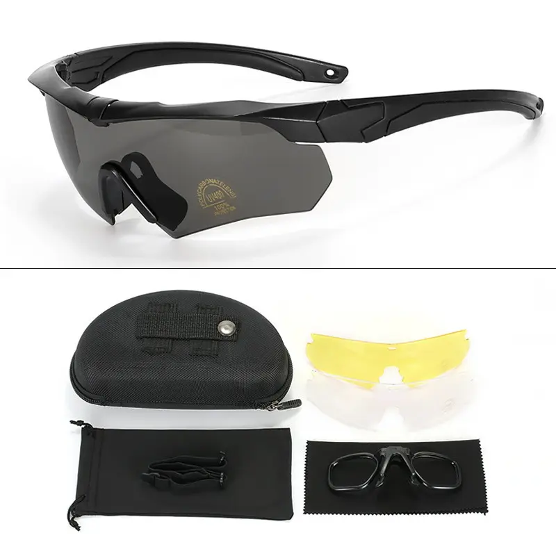 3 Lens Set Real Cs Goggles, Polarized UV Protection Tactical Shooting Glasses, Windproof Outdoor Sports Cycling Sunglasses