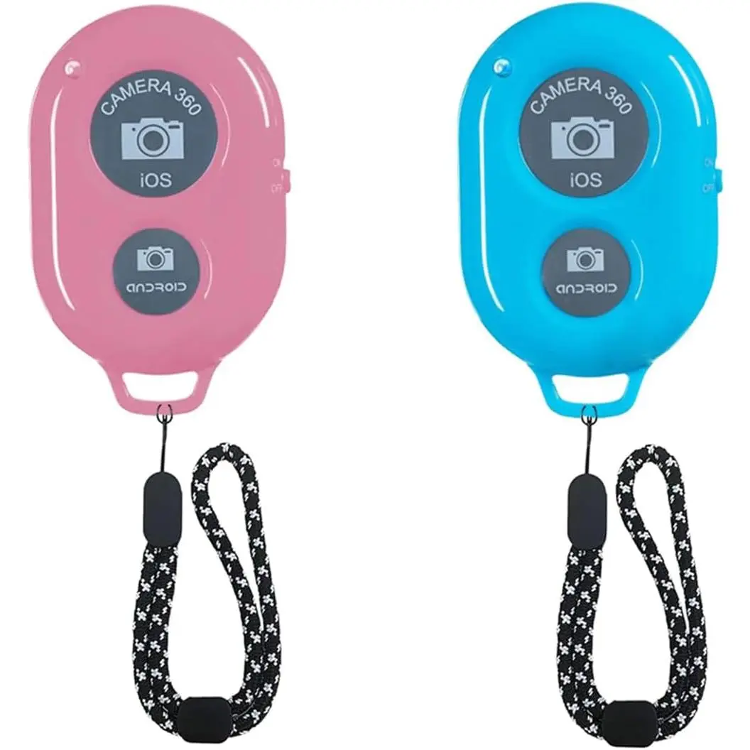 Synthetic Hands-Free Camera Shutter Remote Control for Phones, Tablets - Compatible with iOS/Android, iPhone 4,4s,5,5s,5c,6,6 plus,7,7 plus,8,8 plus,X, iPad Mini, 1+1 Blue Units, Manufacturer Warranty, Tablet