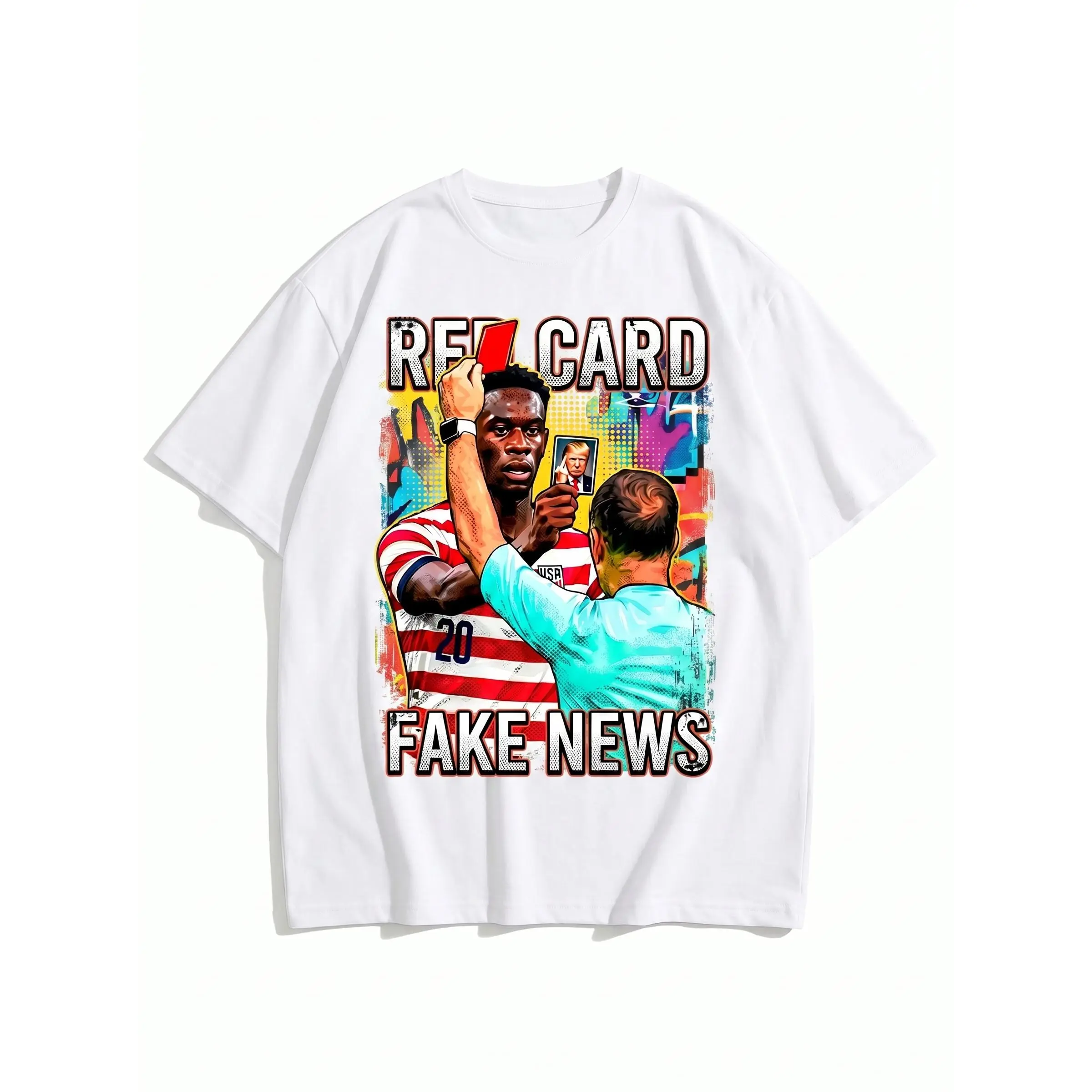 Streetwear Graphic Tshirt with Humorous Red Card Meme, 100% Cotton Regular Cut Unisex Fit, All Seasons Football Fan Gift, Machine Wash