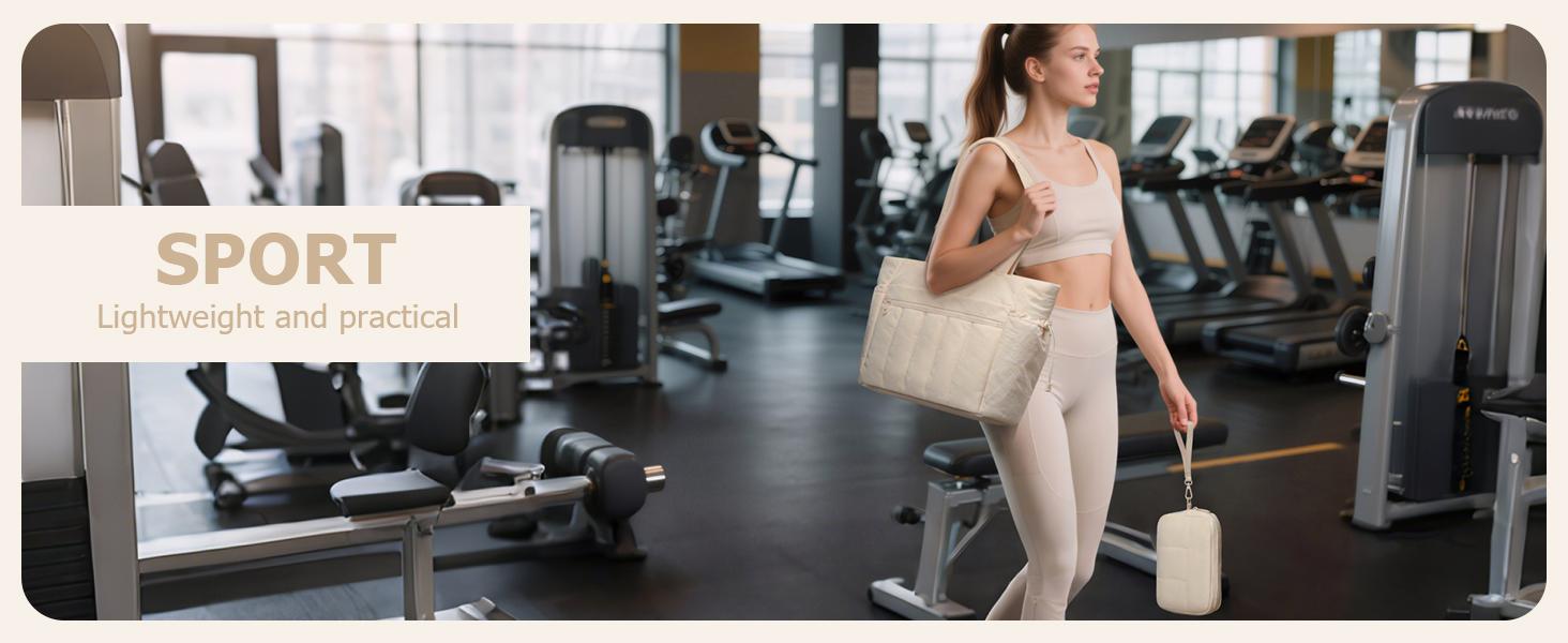 Tote Bag for Women, Lightweight Puffer Tote Bag with Compartments, Quilted Shoulder Bag Handbag with Zipper for Work