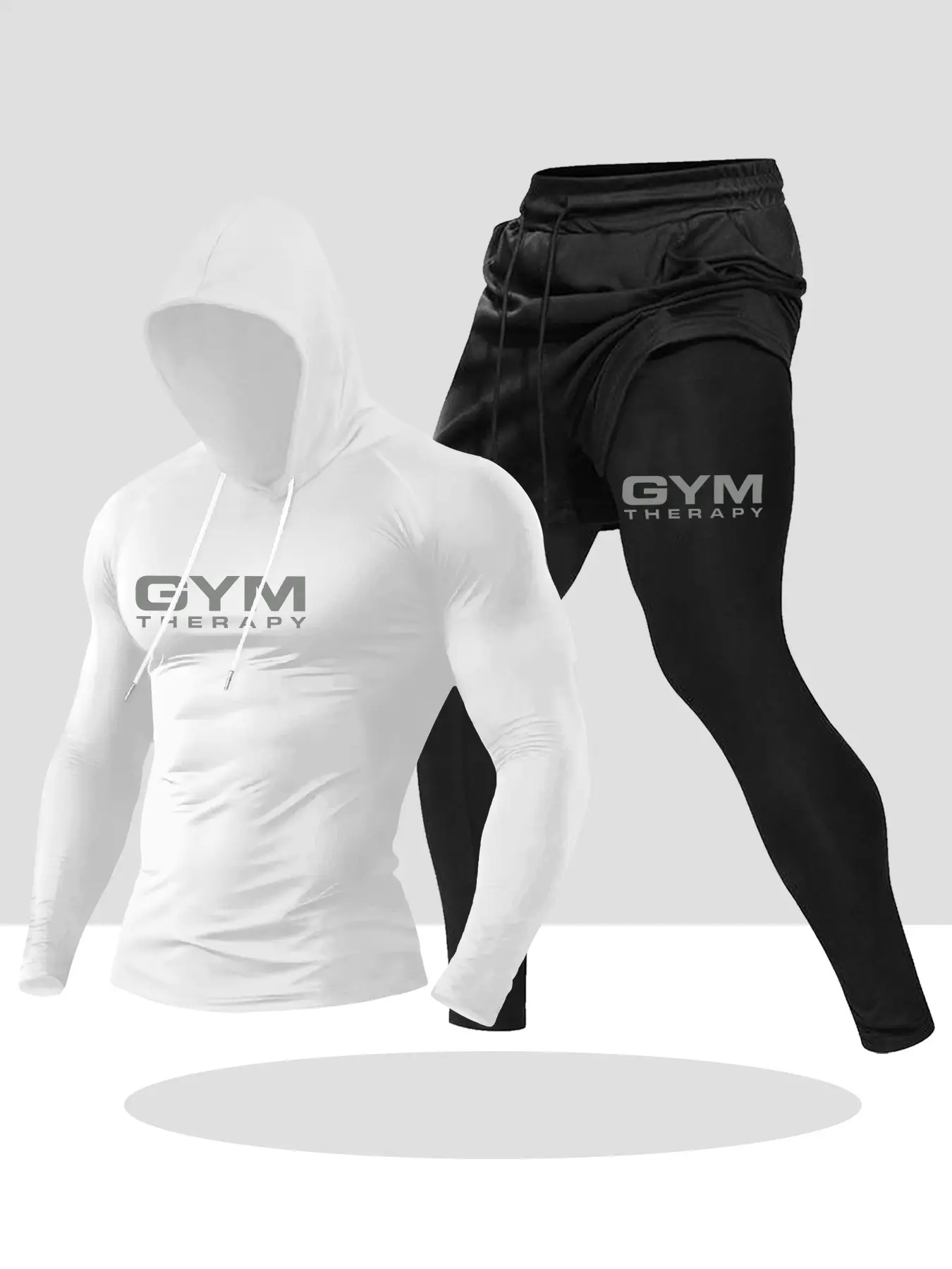 Men's Letter Print Long Sleeve Hoodie + Drawstring Waist Pants Set, Outdoor Sports Wear, Comfortable Breathable Fabric, Fall & Winter