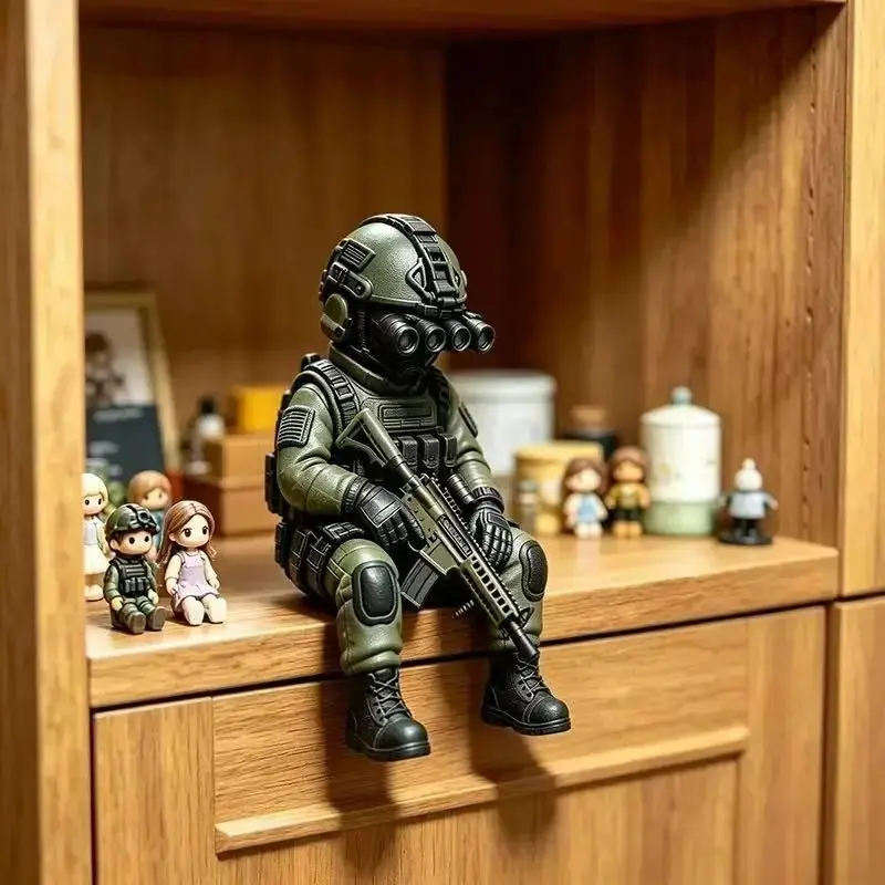 Hardcore Tactical Mini Special Forces Figure, Fully Equipped Night Vision Soldier Statue, Military Enthusiast Desk Decor, Unique Collectible Gift, Collectible Minifigures
