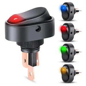 Nilight 5Pcs 12V 30A DC Round Toggle LED Light Switch with ABS Construction, Red, Yellow, Blue, Green Indicators for ATV, Yacht, SUV