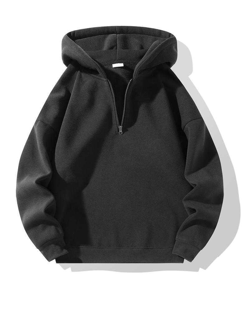 Men's Regular Fit Solid Zip Up Hoodie, Casual Long Sleeve Hooded Sweatshirt for Fall , Men's Fall Clothes for Daily Wear, Tops Men's Regular Fit Solid Zip Up Hoodie, Casual Long Sleeve Hooded Sweatshirt for Fall , Men's Fall Clothes for Daily Wear, Tops