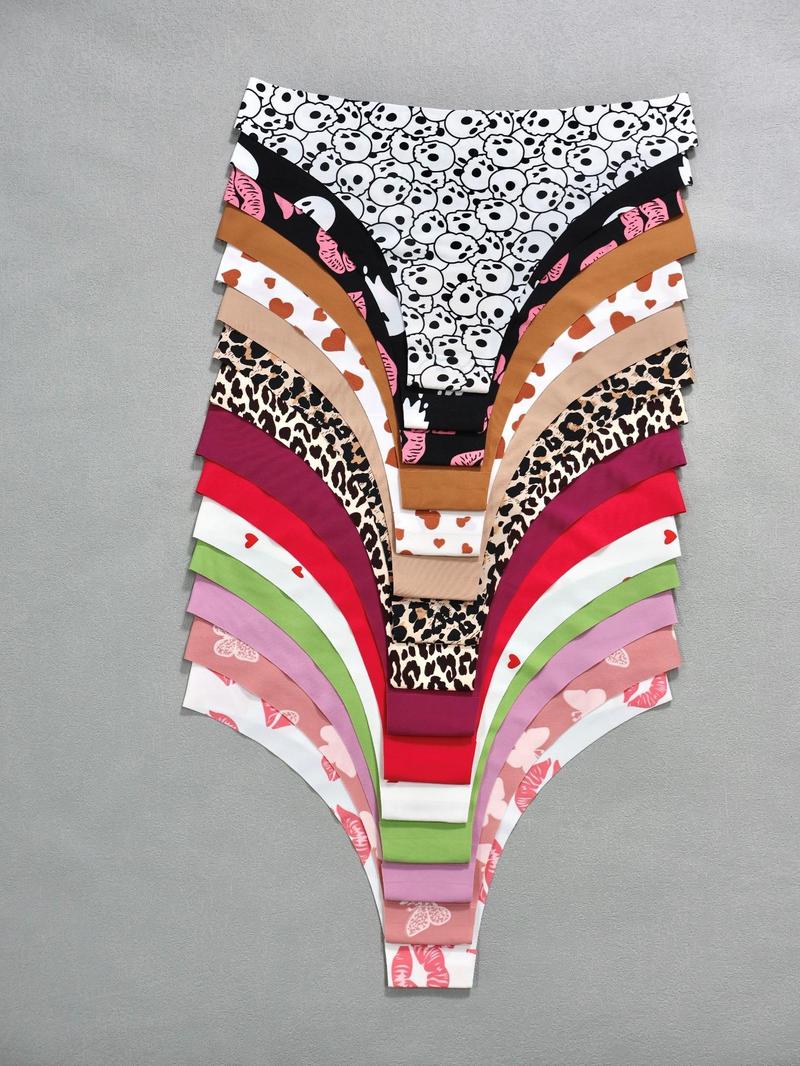 Women's All Over Print Thong, Soft Cute Comfy Breathable Panty for Daily Wear, Women's Underwear for All Seasons