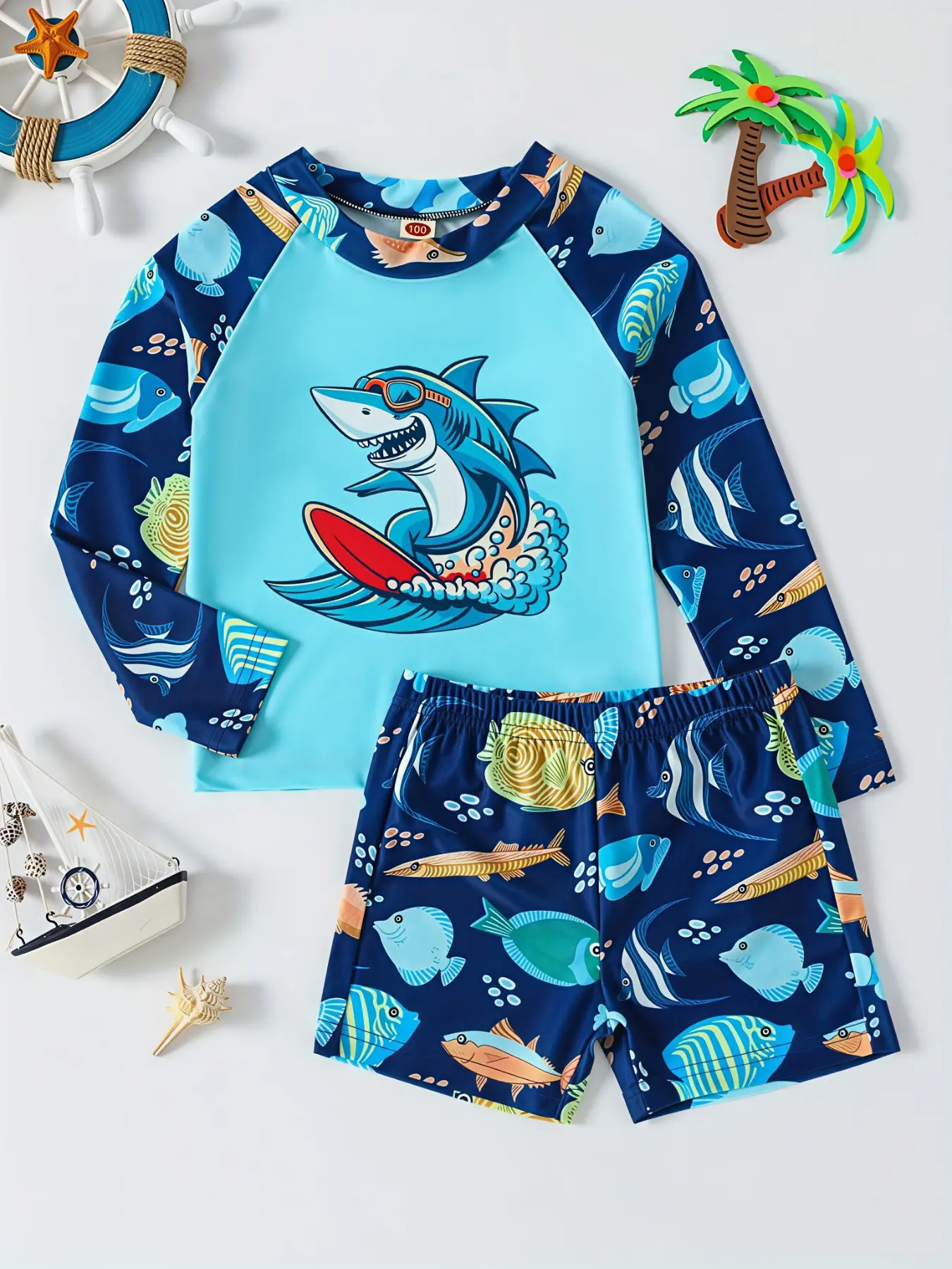 Scenic underwater themed rash guard ideal for Miami coastal sightseeing and travel photoshoots, gender-neutral stylish toddler swimwear