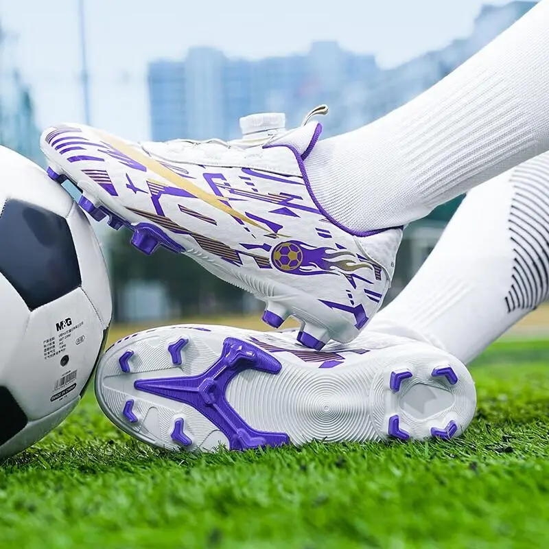 Football shoes Men's children's spikes Youth training games Lace-free rotating buckle Wear-resistant and non-slip student cleat