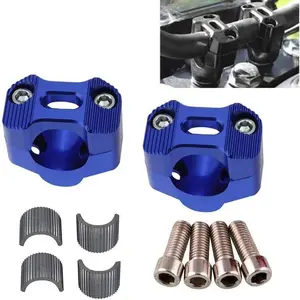 Universal Motorcycle 7/8" 1 1/8" 22MM 28MM CNC Aluminum Handlebar Handle Risers Adjustable Fat Bar Adapter Mount Clamps Universal For EXC KLX KXF YZF CRF XR SX SXF XCW WR YZ Dirt Pit Bike (Blue)