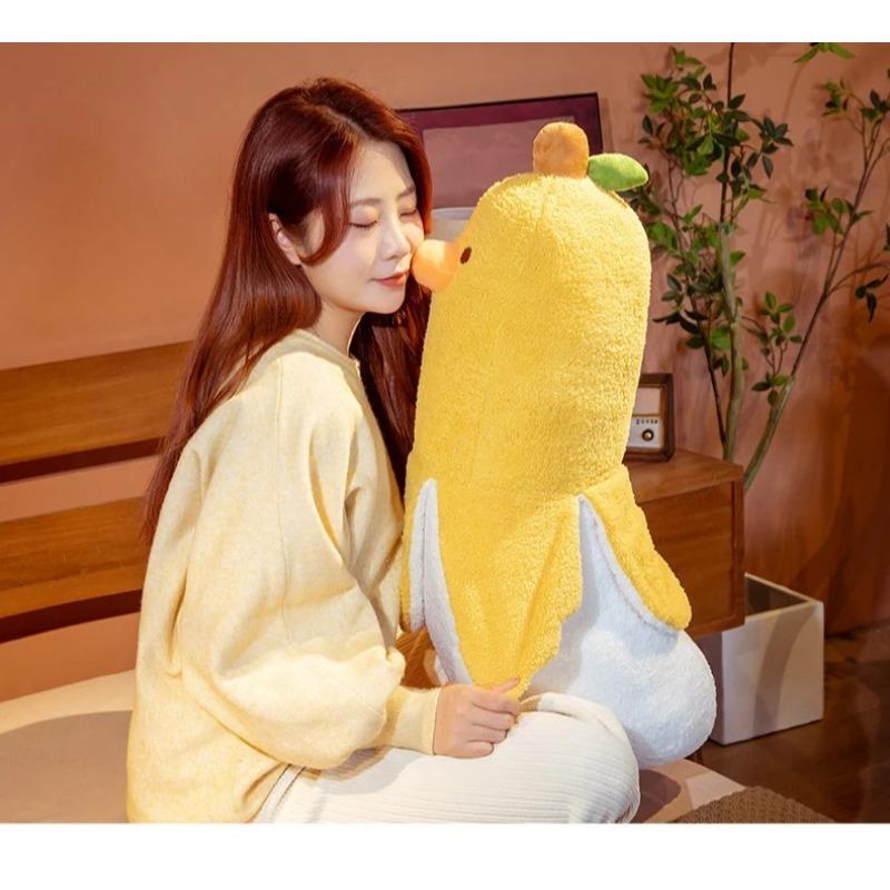 Quirky Banana Duck Pillow Sleeping Pillow Short Fury Cushion, Sofa Cushion Suitable for Home Decoration Chair Cushion