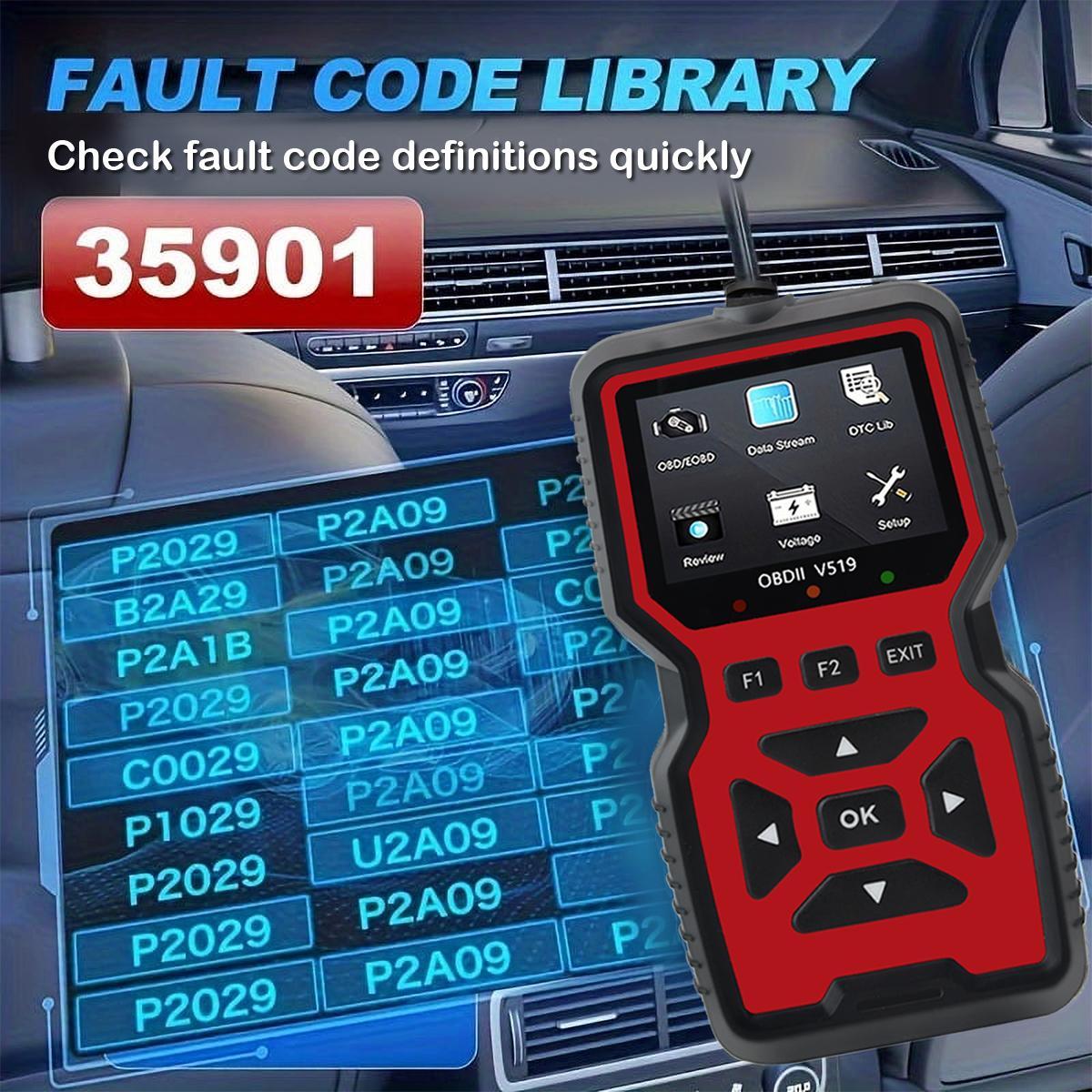 Car OBD2 Scanner Diagnostic Tool Code Reader, Car Voltage Tester Engine Fault Code Scanner, Charging Tester Diagnostic Tool V519