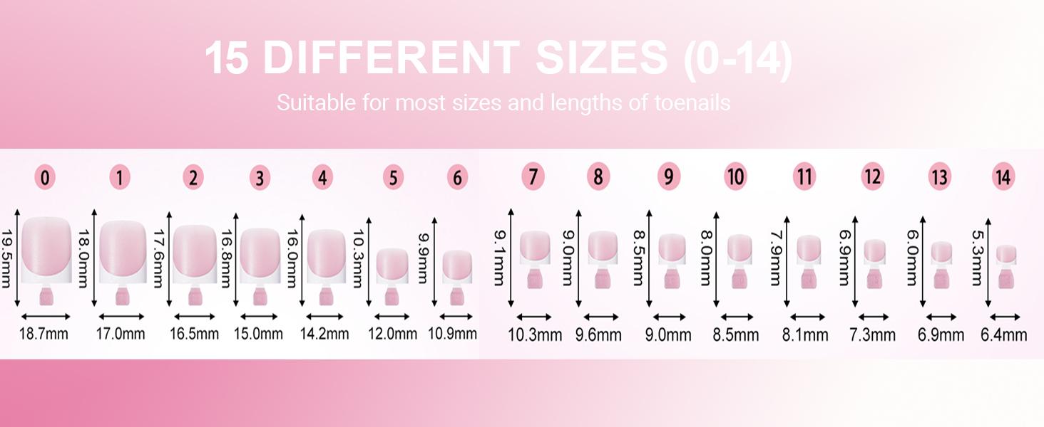 Toe Nail Press Ons, French Tips Toe Press On Nails, 150pcs Square Pre-Designed Soft Gel Thick False Toenail Extension, Berry Pink Full Cover Acrylic for DIY 15 Sizes