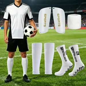 4-Piece Unisex Soccer Gear Set, Sports Socks, Leg Warmers, Training Inserts, Athletic Bandages, Outdoor Training, Soccer Field Supplies