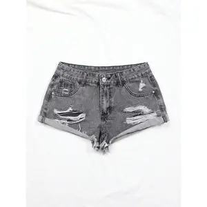 18ACTIVEKITWomen's torn denim shorts, casual fashion pocket design shorts for daily wear, summer women's underwear, casual fashion shorts, worn-out denim shorts