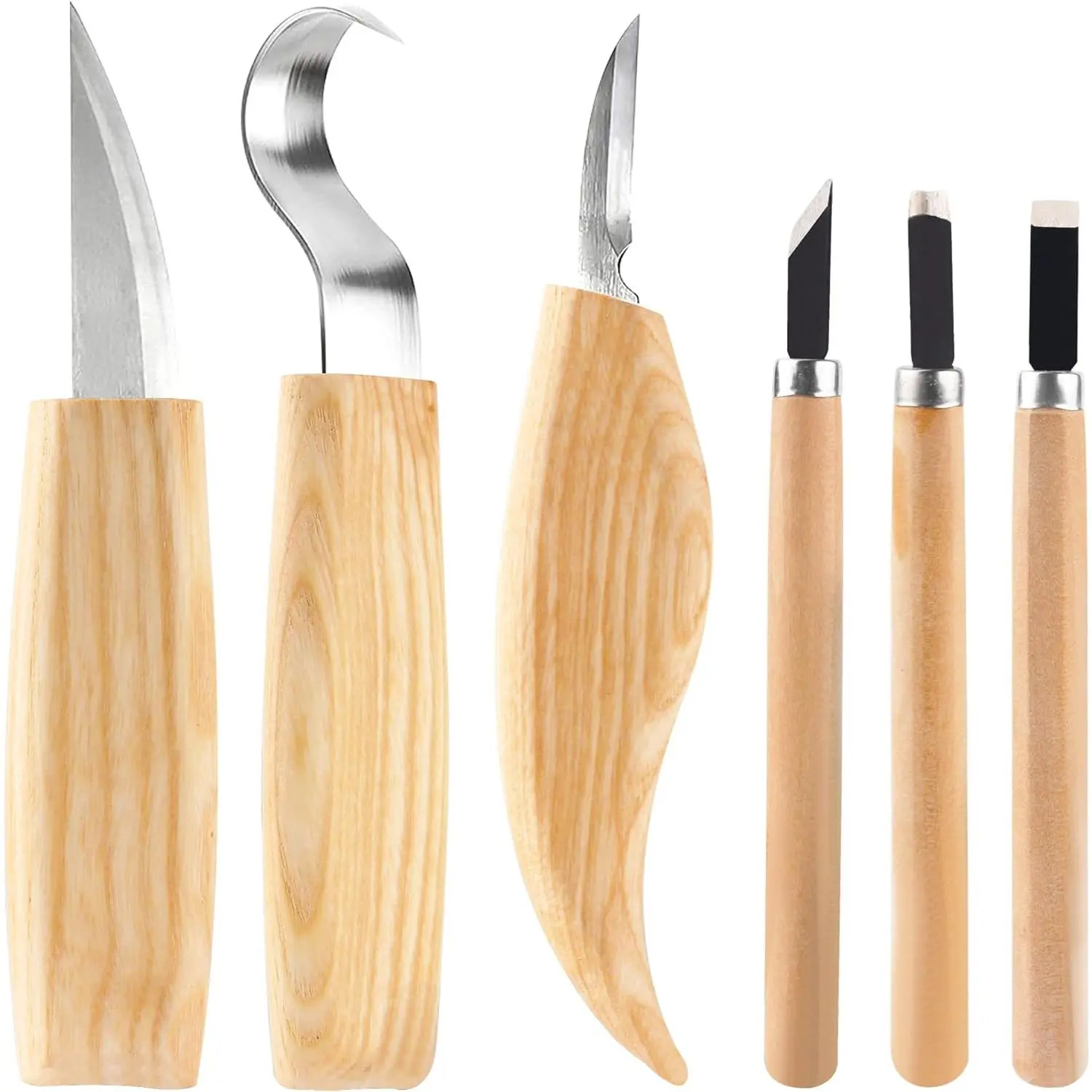 Wood Whittling Kit 6PCS Professional and High Performance Stainless Steel Tools Set ​ for Beginner Carving for Adults and Beginners Wood Carving Kit Set