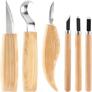 Wood Whittling Kit 6PCS Professional and High Performance Stainless Steel Tools Set ​ for Beginner Carving for Adults and Beginners Wood Carving Kit Set