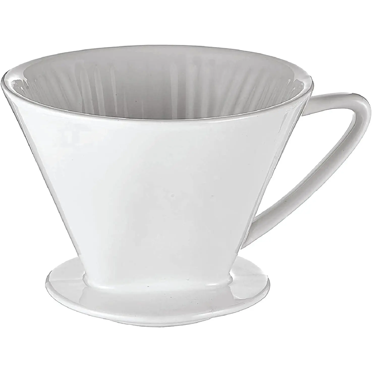 Coffee Dripper-#4 Medium, White Porcelain-Manual Filter Holder for Smooth Drip Coffee & Pour Over Brewing-Dishwasher Safe, Non Plastic.