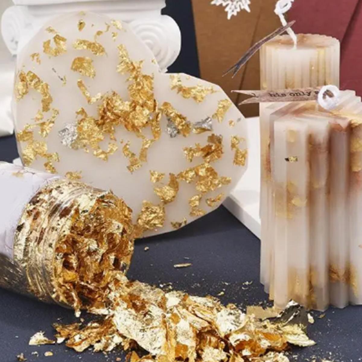 Gold Foil Paper, Non-edible Gold Foil Shreds, DIY Cake Decorating Material for Cake, Dessert, Candy, Chocolate