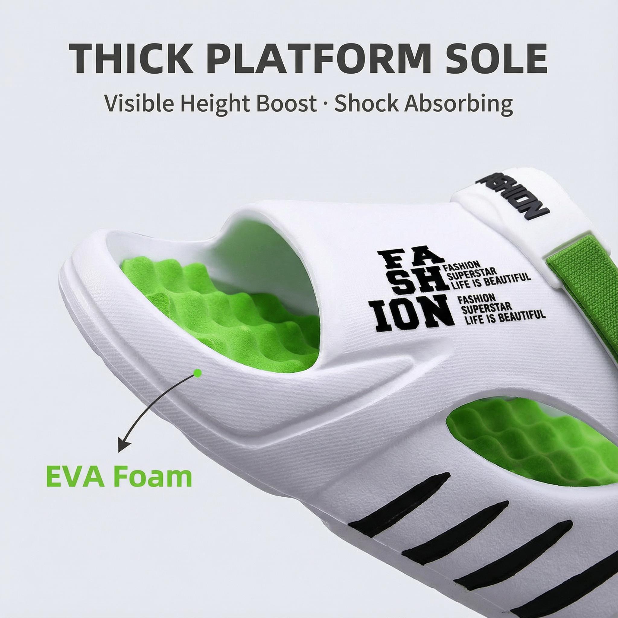 Men's Cloud Slides with Sport Strap - Non-Slip Thick Sole Sandals for Gym & Beach