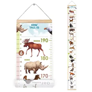 Personalised Growth Chart for Animal Lovers Removable Wall Ruler for Boys and Girls Kid's Room Decoration Multicolor