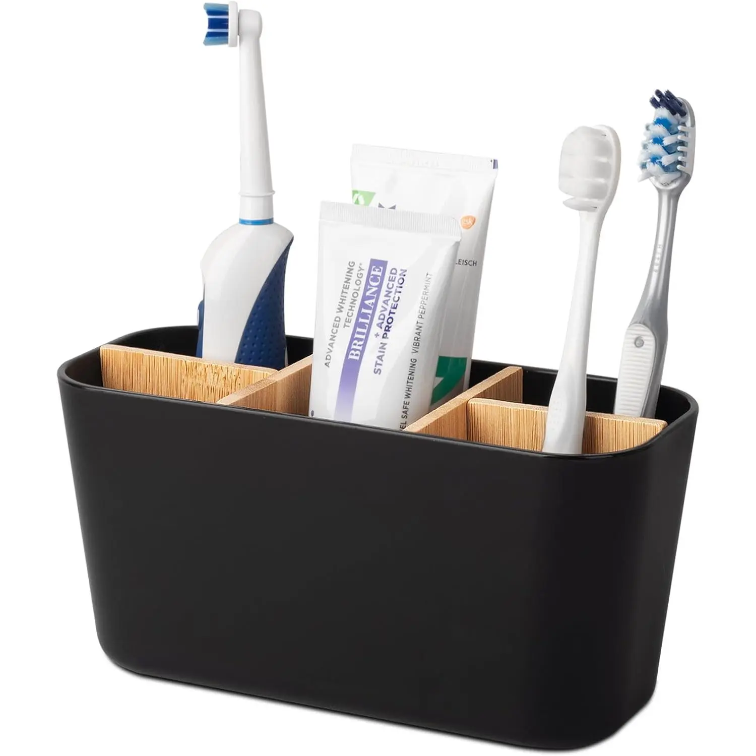 Holders Electric  Brush and  Organizer, Black | Detachable  Divider, 5 Slots, for Bathroom Countertop,