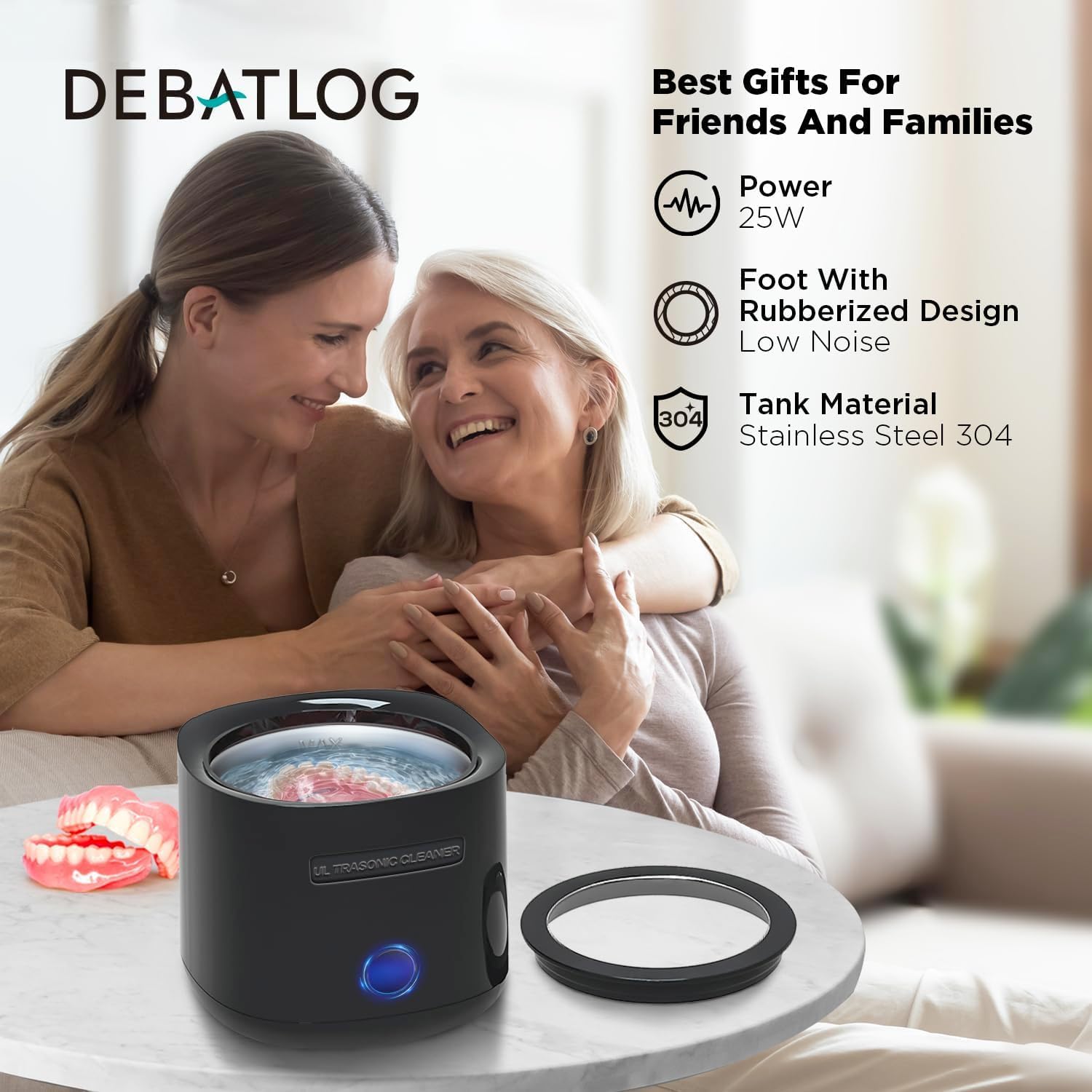 Ultrasonic Dental Cleaner for Retainer, Dentures, Invisalign, Mouth Guard, Whitening Trays, 43kHz 180ML Portable Ultrasonic Aligner Cleaner for Home and Travel Use