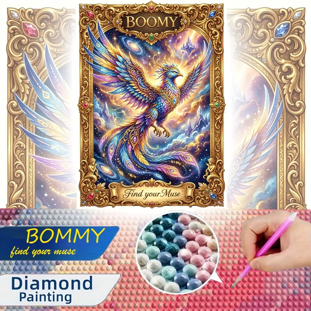 1 Piece 2D Flat Unframed Handmade DIY Diamond Painting Kit - Gorgeous Retro Starry Sky Magic Phoenix Full Drill, Home Decoration & Creative Gift for Handicraft Enthusiasts