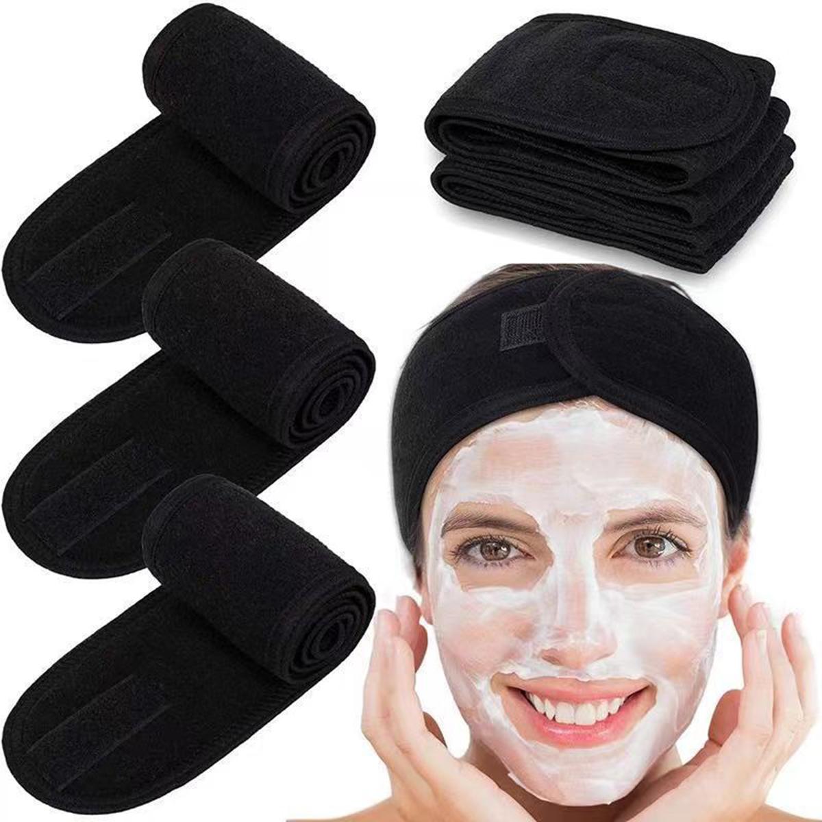 3Pcs Adjustable Women's Spa Facial Headband, Soft Towel Makeup Hair Band for Face Washing, Shower & Hair Styling