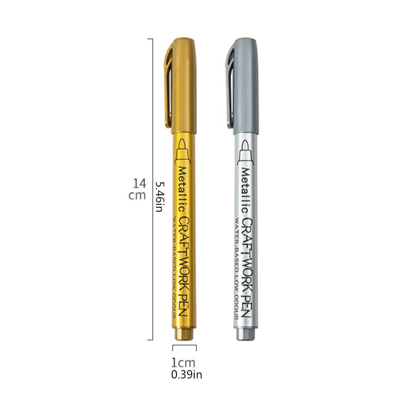 2 Pack & Silver Color Markers Set, Metal Sign Pen, Art Pen, Artist Drawing Pen Ideal for Valentine's Day Cards and Holiday Decorations