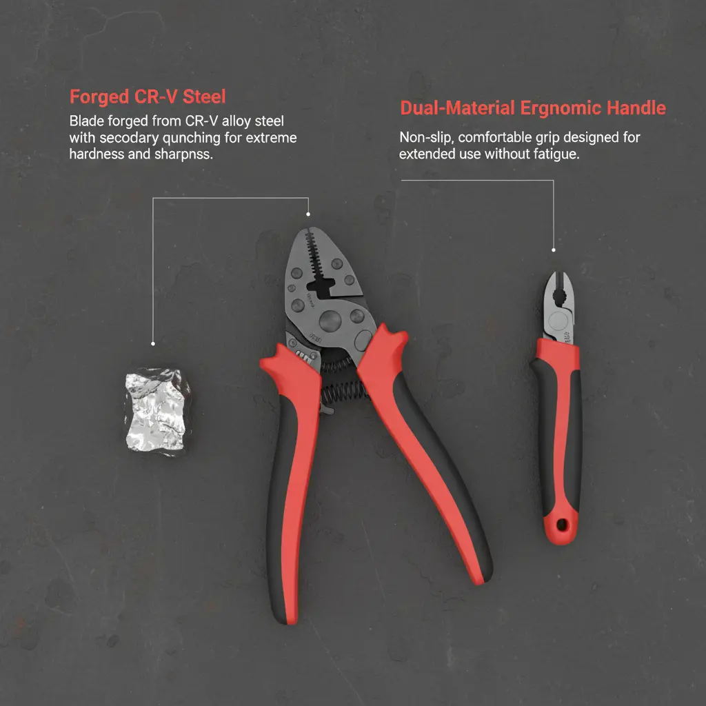Professional 5 in 1 Multi-Functional CR-V Steel Tin Snips, Industrial Grade Metal Shears for Sheet Metal, Wire & Cable Cutting, Essential Tool for DIY & Renovation#DIYTools#RenovationGear