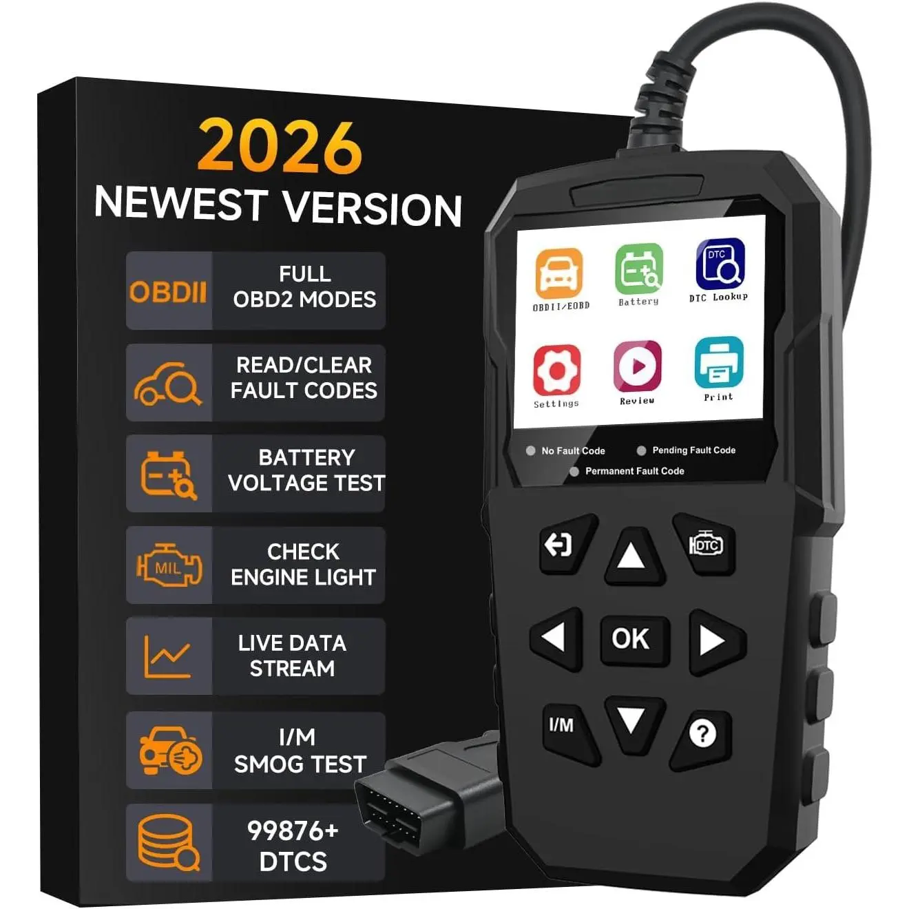 OBD2 Scanner,V880 Check Engine Light Code Reader for  and  with Reset,Live Data,I/M Smog Test, Scan Tool Diagnostic Scanner for  OBDII  After 1996,Work for DIY, Use,Mechanic