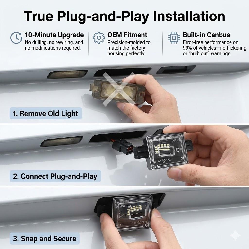 LED License Plate Light Assembly for 2014-2022 Chevy Silverado GMC Sierra 1500 2500HD 3500HD 2015-2022 Colorado Canyon 2Pcs 6000K Diamond White Rear Tag Lamps IP67 Waterproof Plug and Play