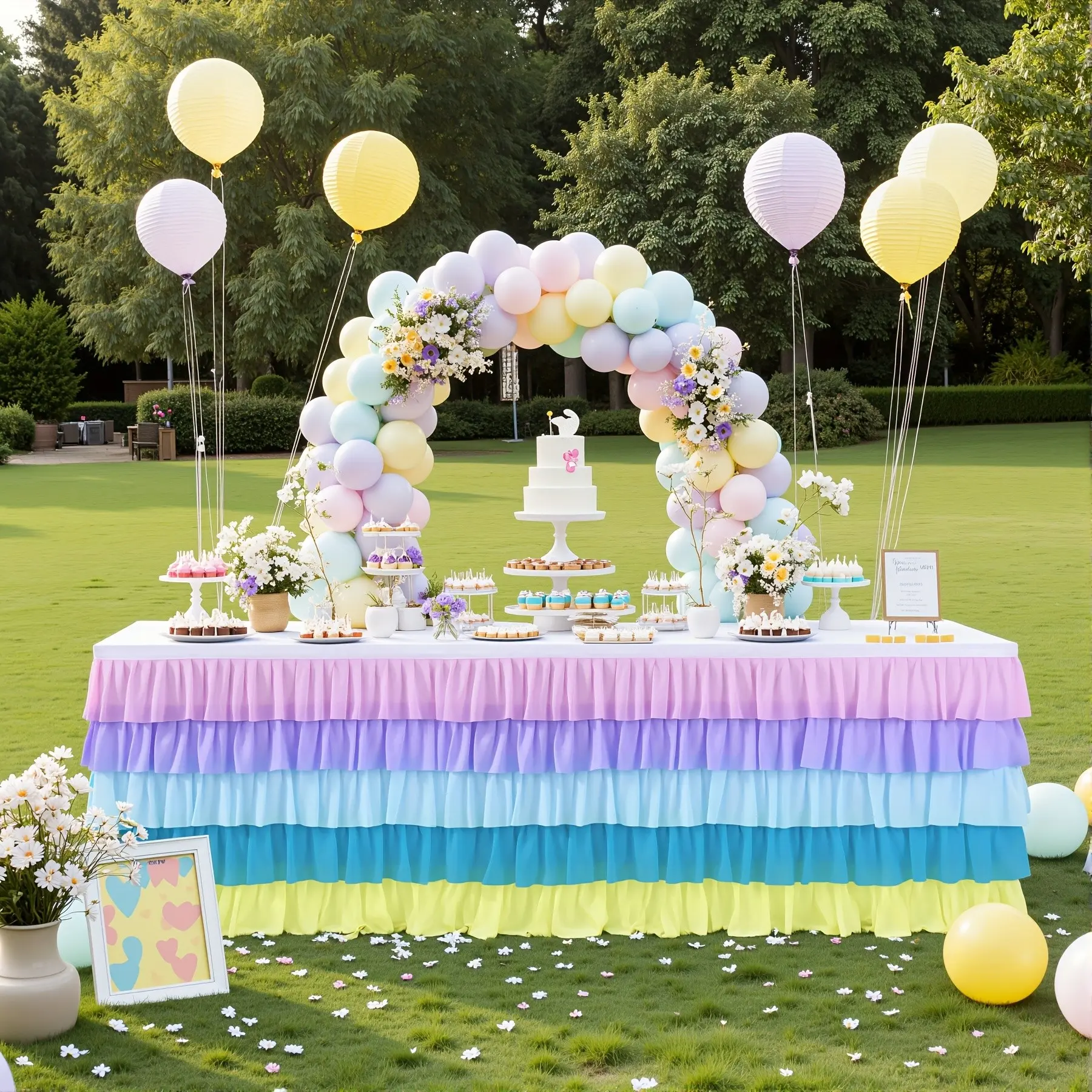 Tulle Table Skirt 6ft Tutu Table Skirt for Rectangle Table, Table Decorations Ruffle Table Skirting, Birthday Party, Wedding, Bridal Shower, Photography, Girls Parties Decorations, Christmas Halloween Decoration